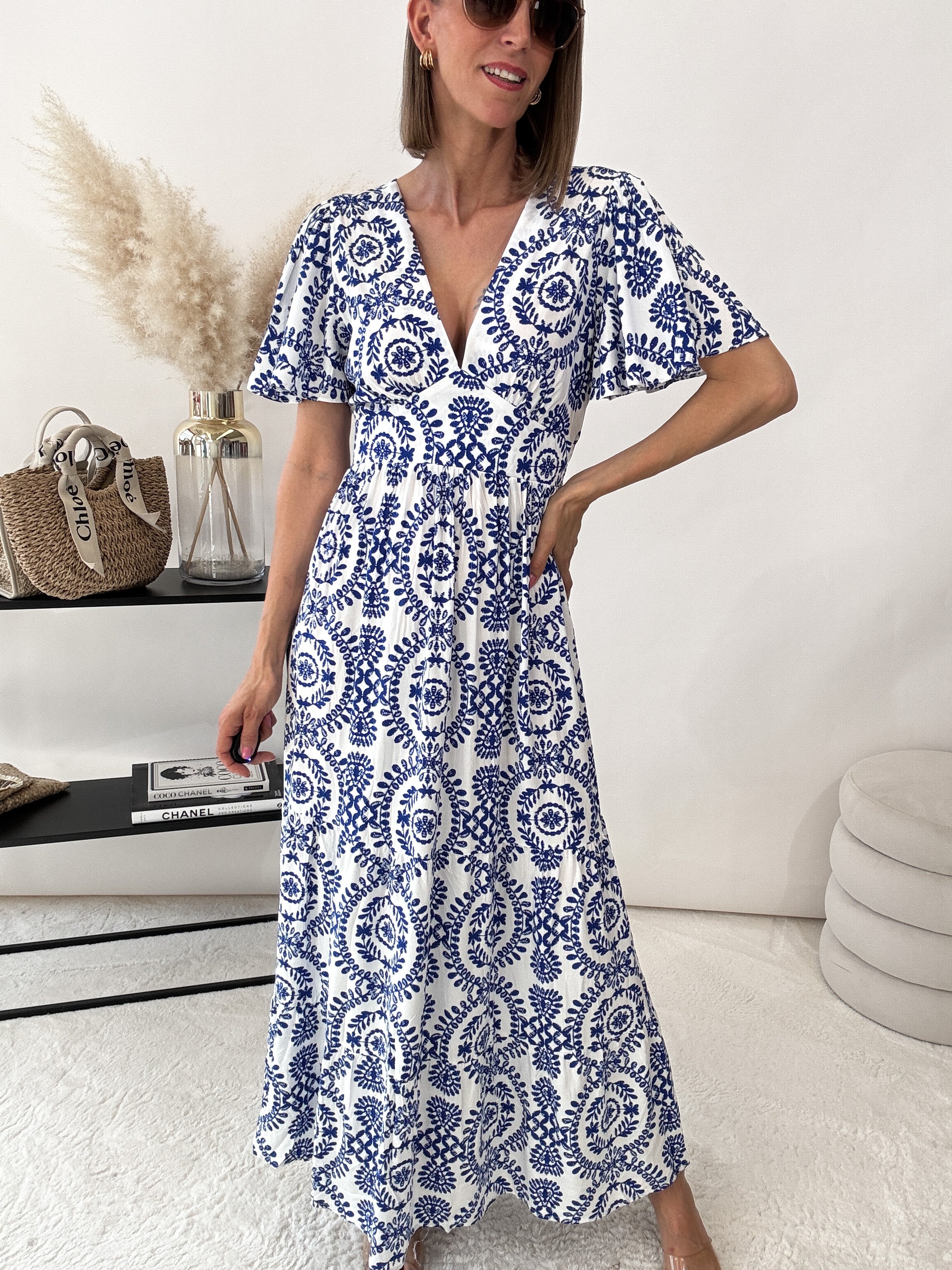 "Summer Dress" Kleid - weiss/blau