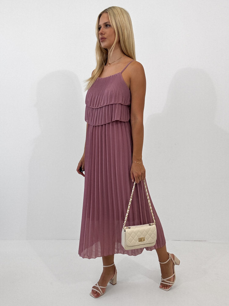 "Milano 2.0" Plissee Kleid - beere