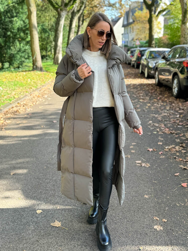 "Node" Oversize Mantel mit Gürtel - grau