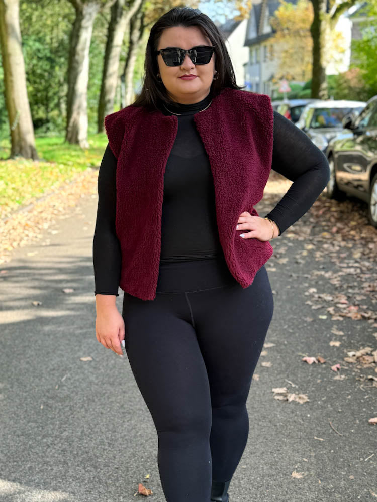 "Teddy Vest" süße Teddy Weste - bordeaux