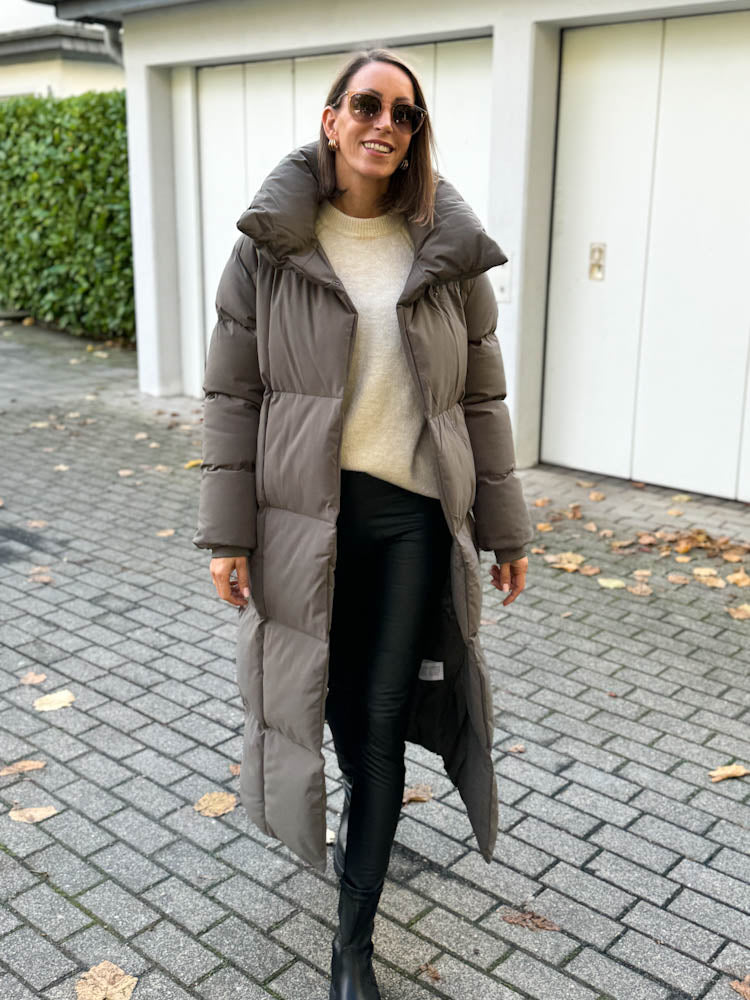 "Node" Oversize Mantel mit Gürtel - grau