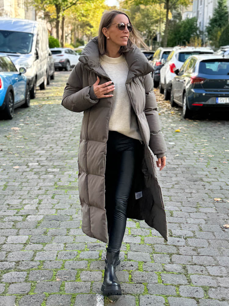 "Node" Oversize Mantel mit Gürtel - grau