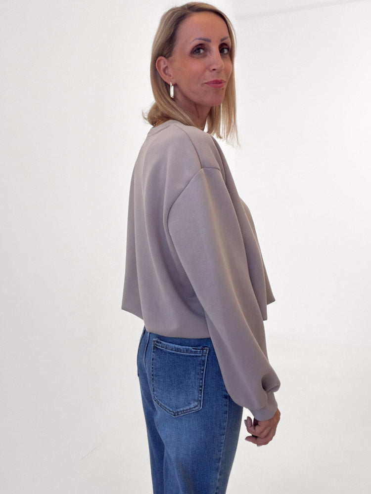 "Piana" weicher Ballonpullover aus Butterstoff - mocca