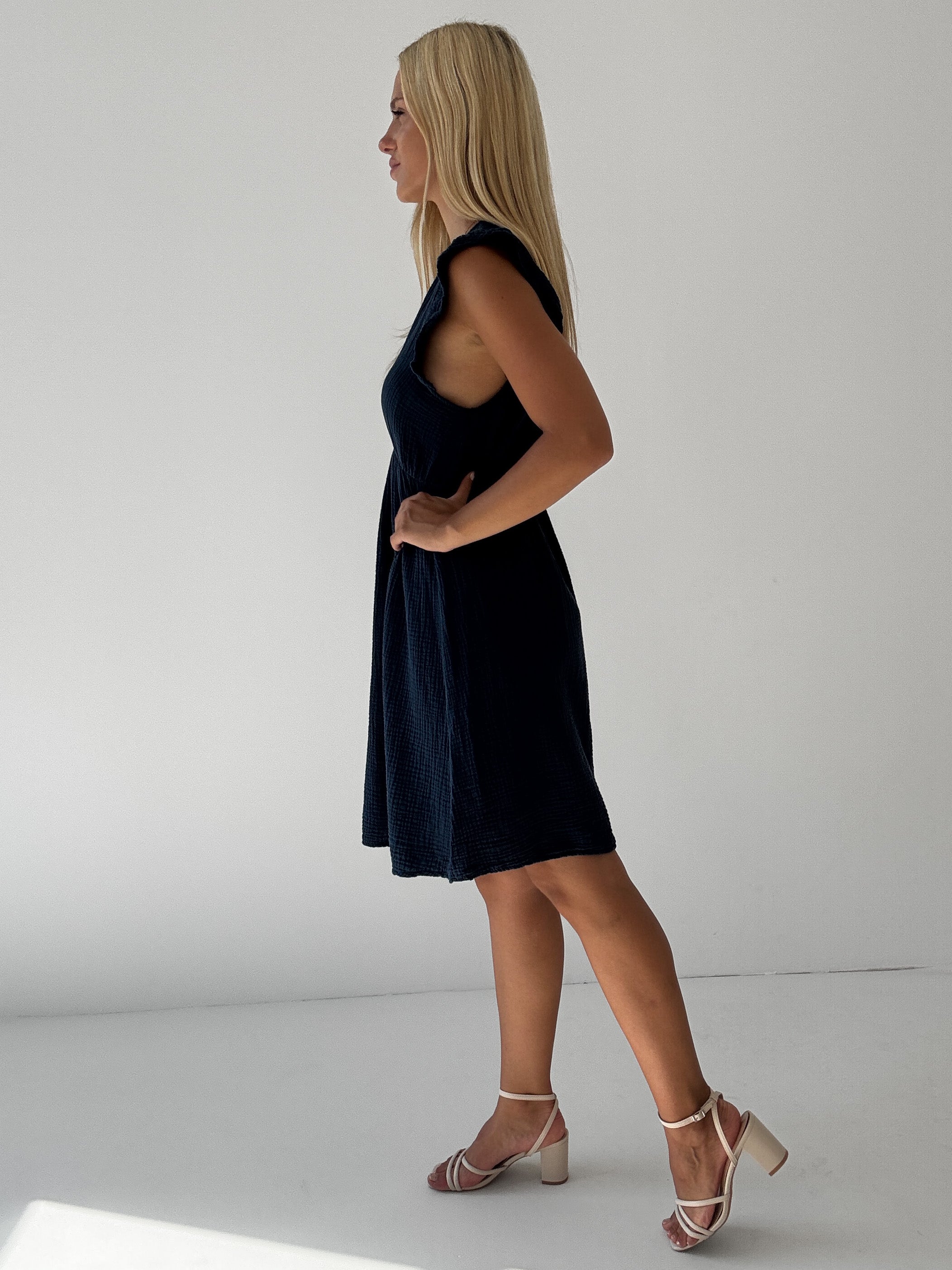"Pianosa Midi"- tolles Midikleid aus Musselin - navy blau