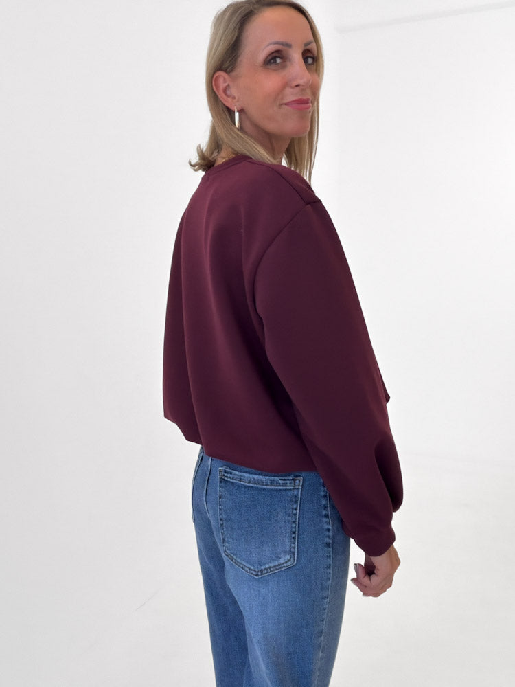 "Piana" weicher Ballonpullover aus Butterstoff - bordeaux
