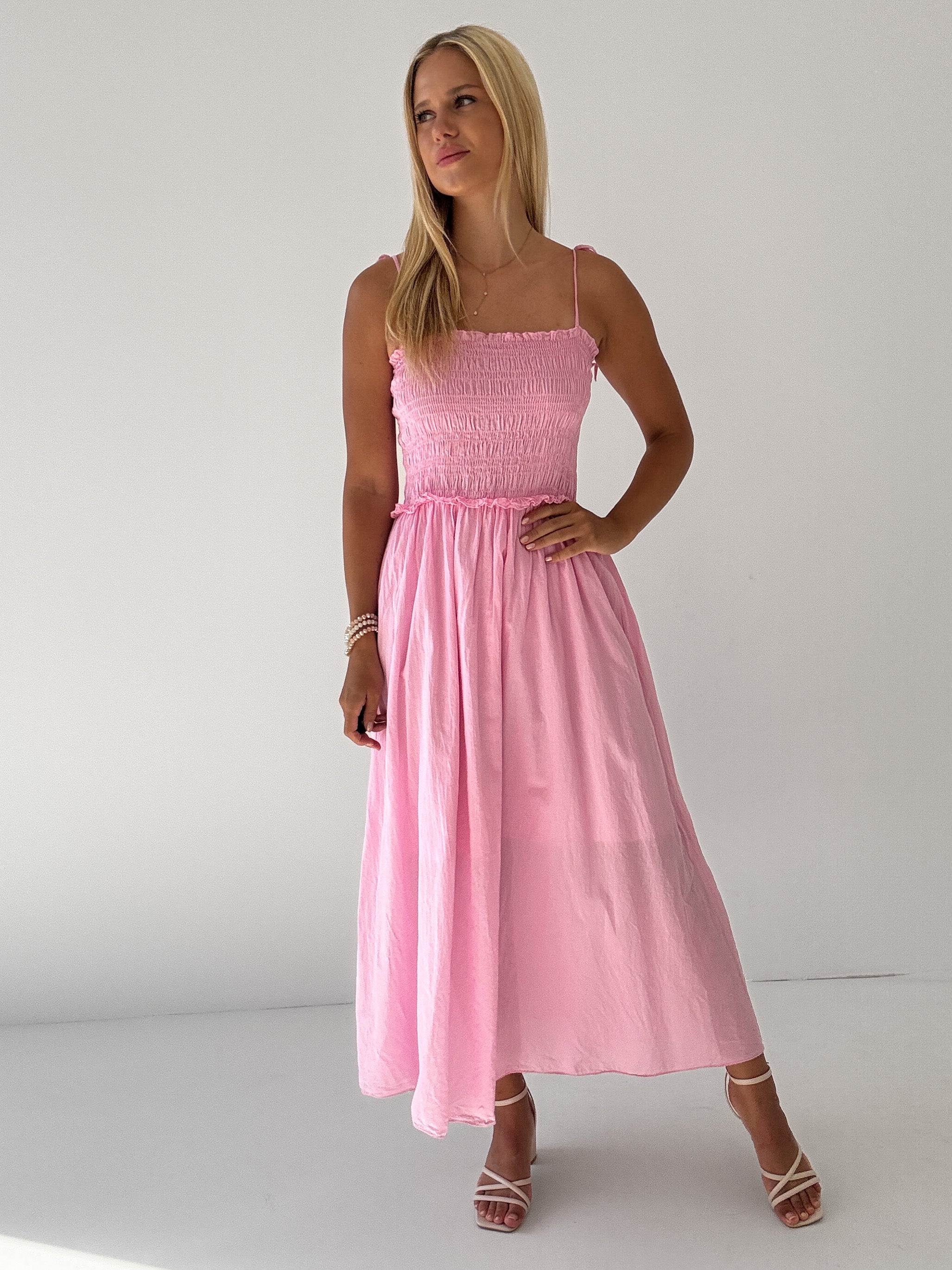 "Summer Breeze" - schönes Maxikleid aus Baumwolle - candy rosa