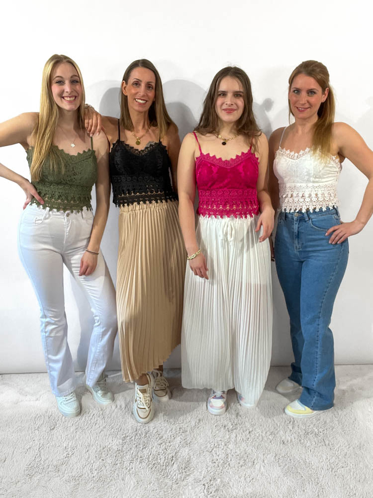 "Leah" Crop Top Lace - weiß