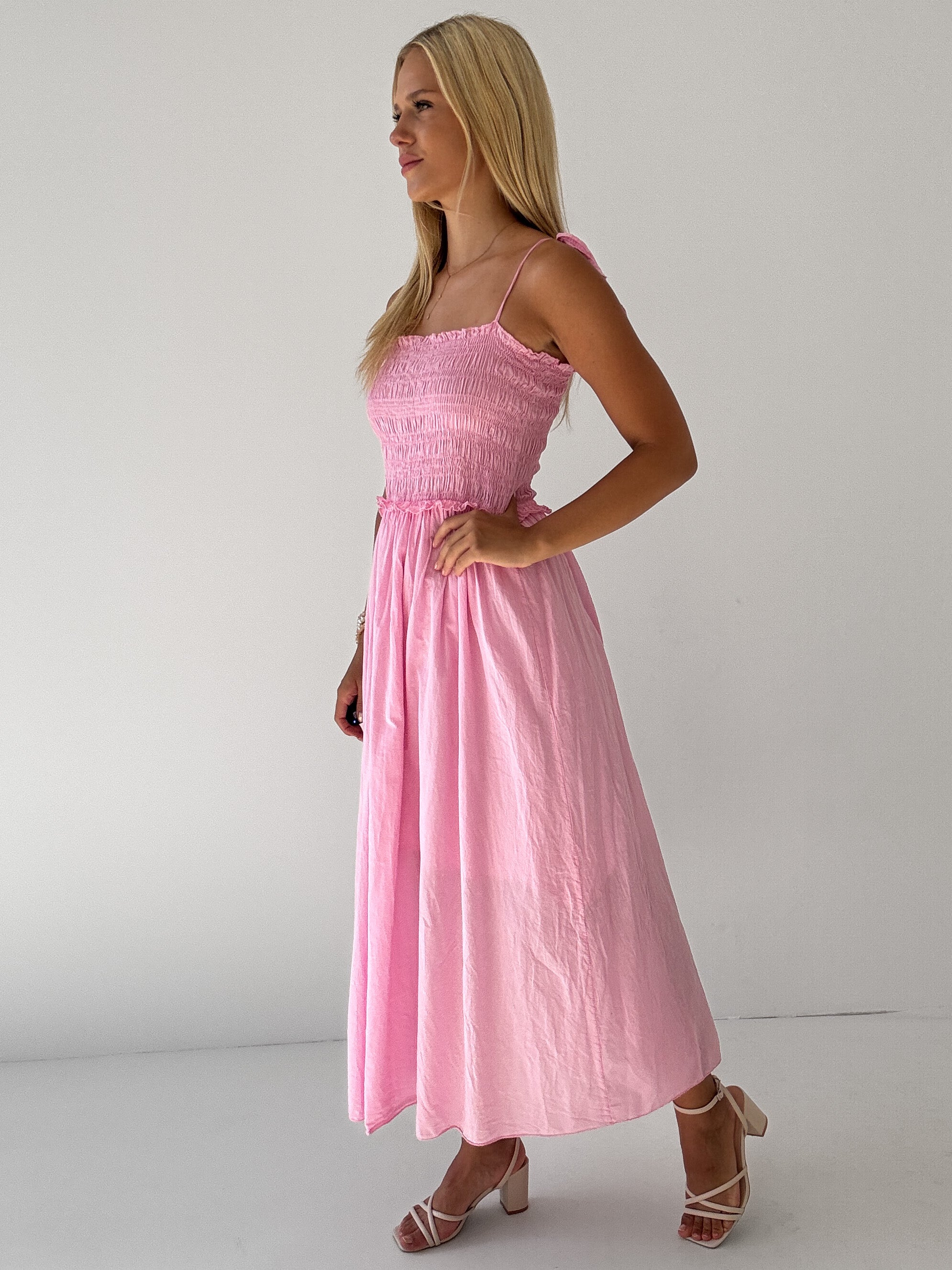 "Summer Breeze" - schönes Maxikleid aus Baumwolle - candy rosa