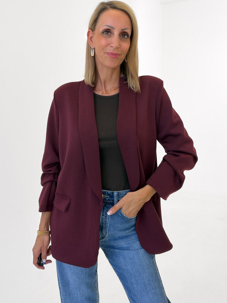 "Aria" toller Blazer aus Butterstoff - bordeaux