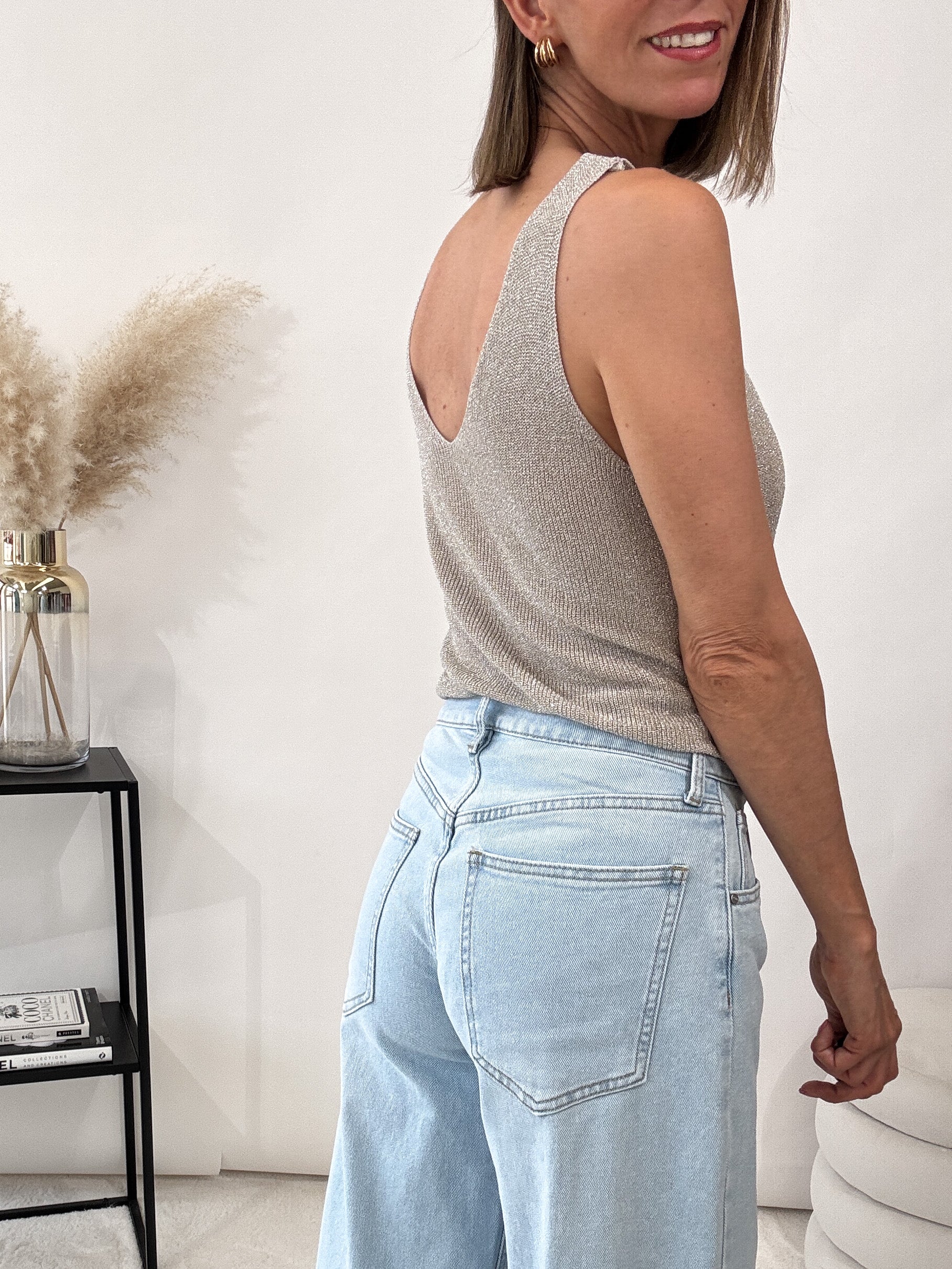 "Amy" weiches Top - beige glitter