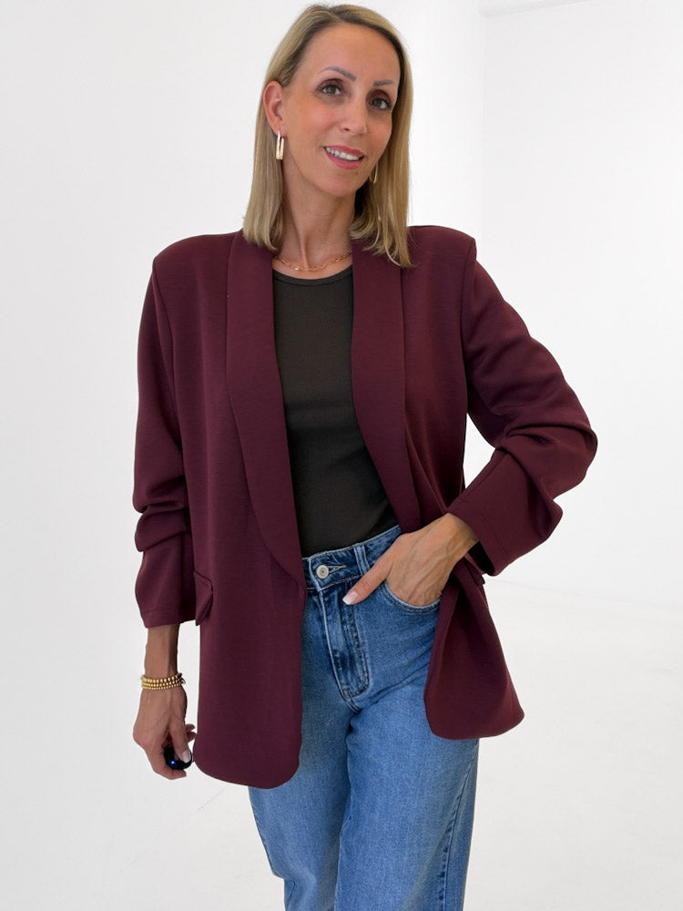 "Aria" toller Blazer aus Butterstoff - bordeaux
