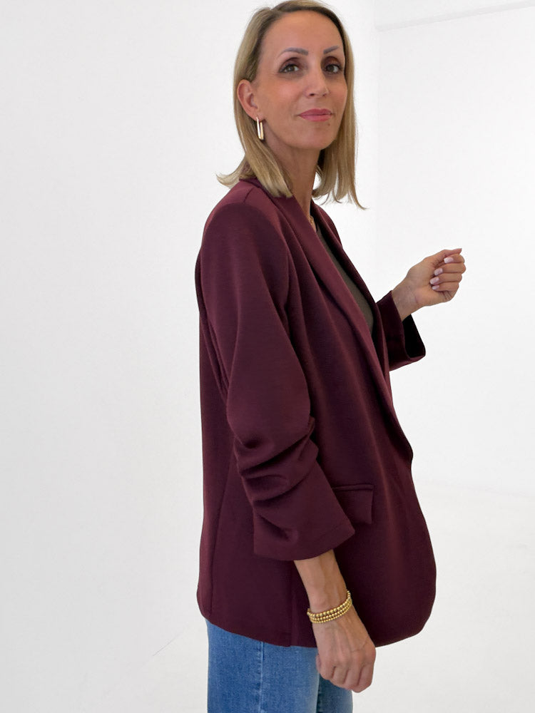 "Aria" toller Blazer aus Butterstoff - bordeaux