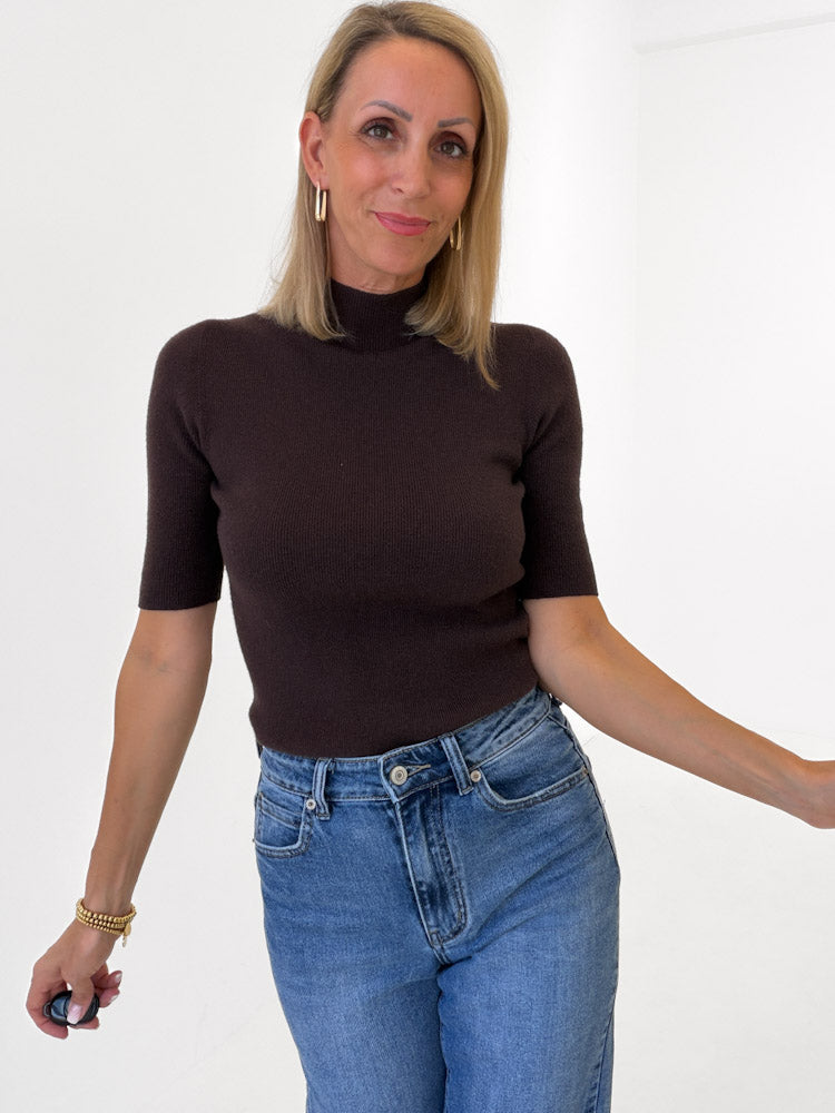 "Bellara" Pulli mit Turtleneck aus Viscose & Lana Wolle - braun