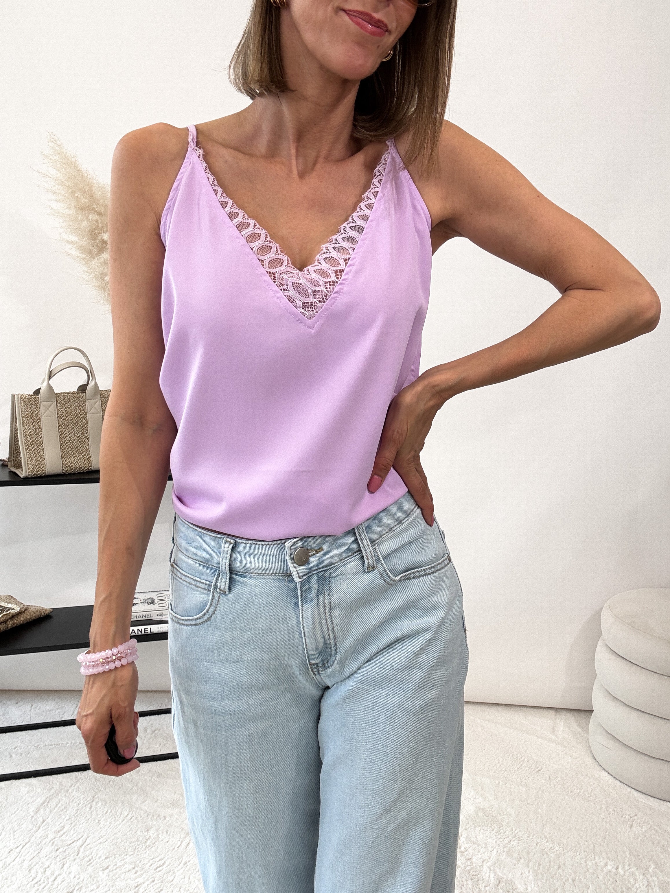 Lace Top mit Spitze - flieder