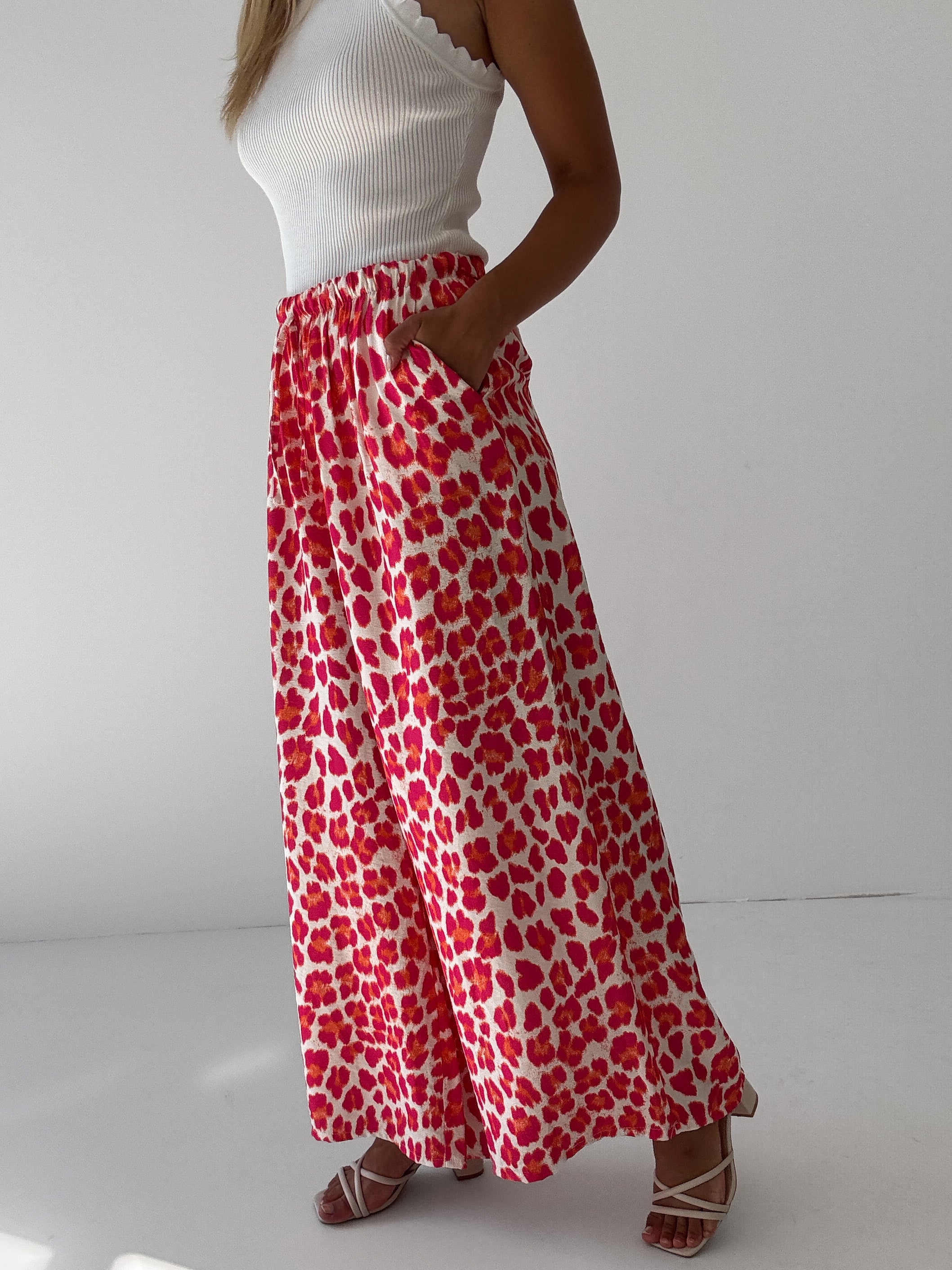 "Milano Leo" weiche Hose aus Viscose - creme/pink