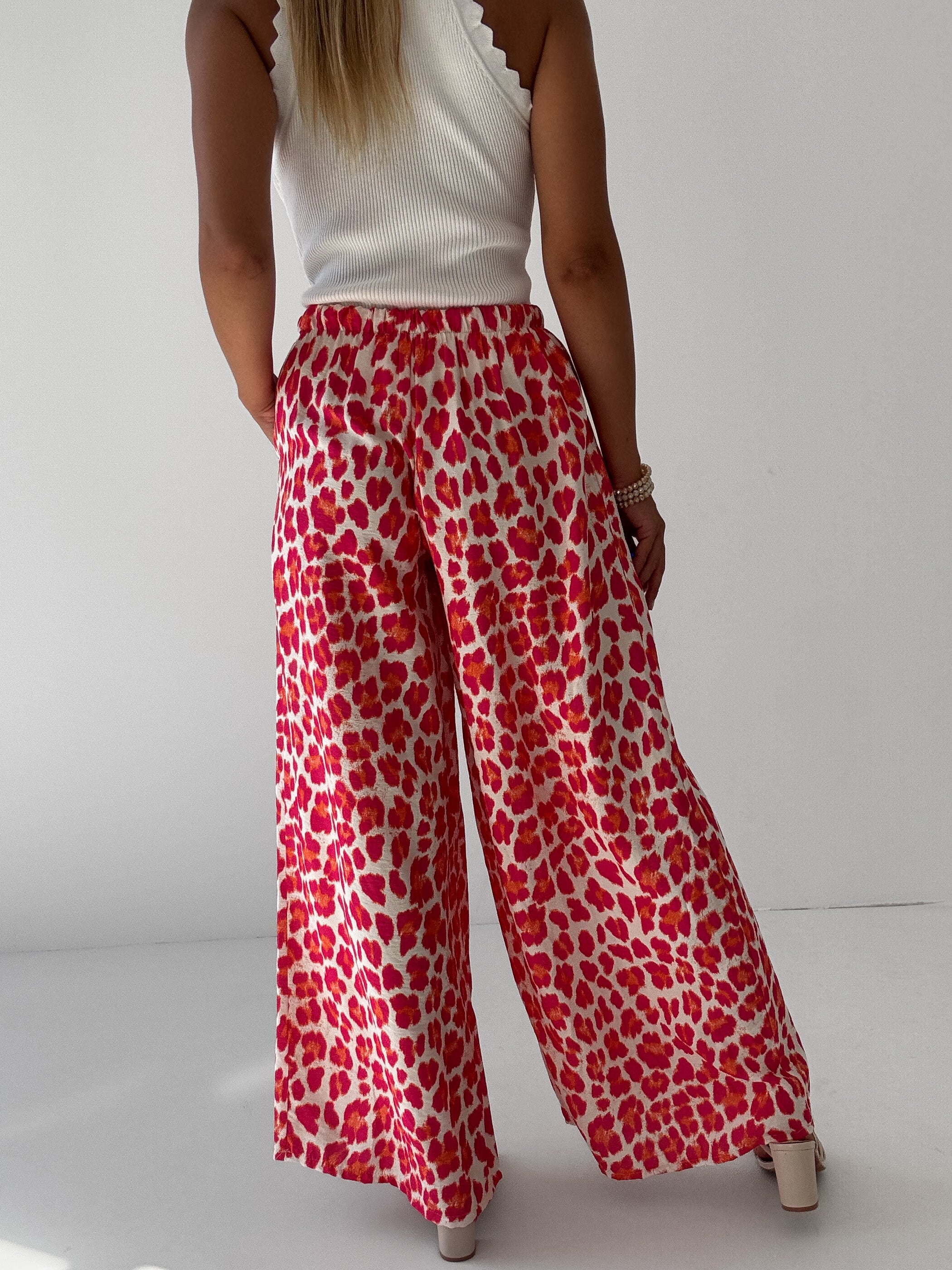 "Milano Leo" weiche Hose aus Viscose - creme/pink