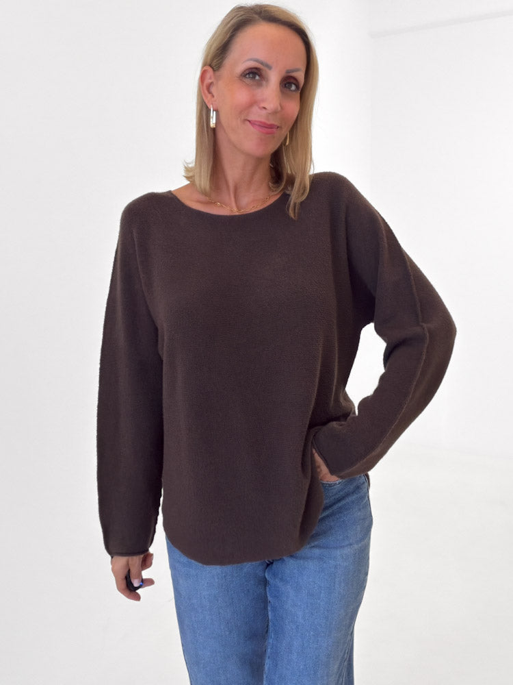 "Vicenza" weicher Pullover mit Viscose - chocobraun