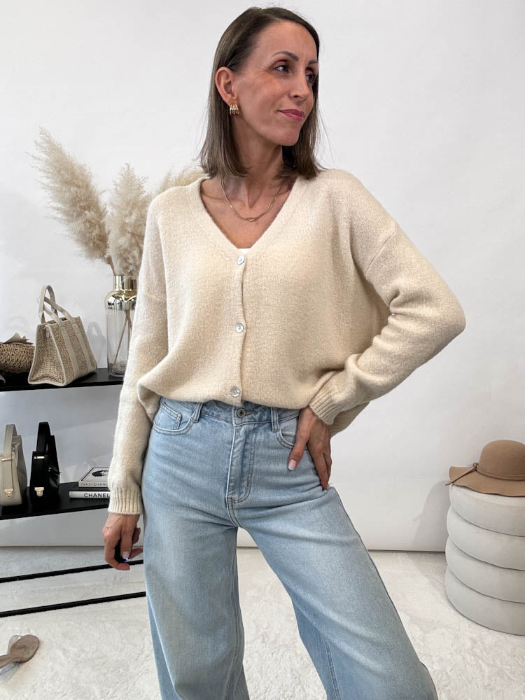 "Orlando V" kuscheliger Cardigan - beige