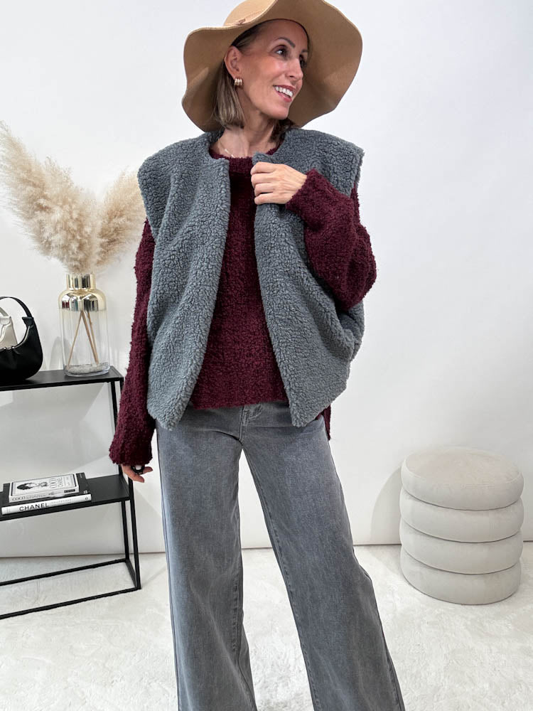 "Teddy Vest" süße Teddy Weste - grau