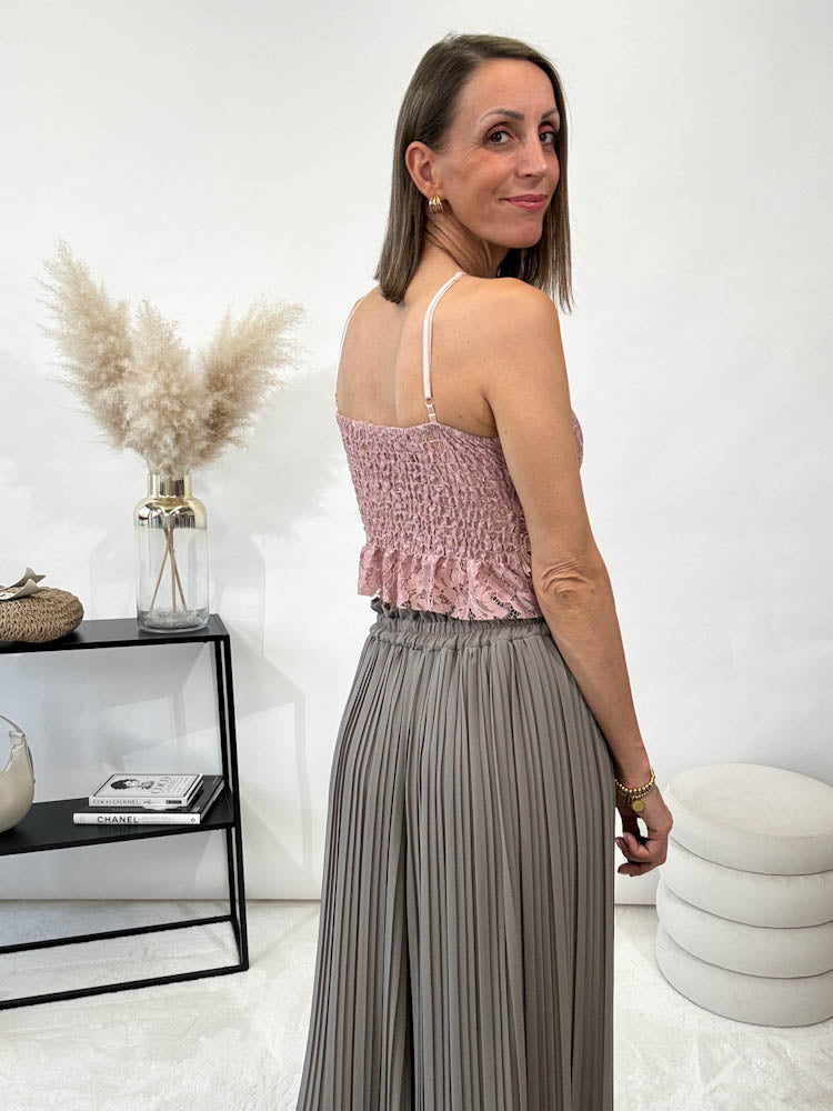 Culotte Plissee Hose - stone