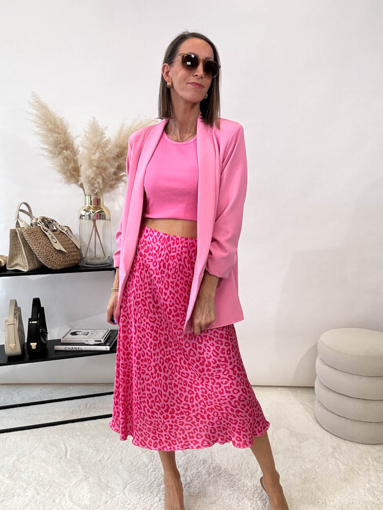 "Silky Leo Midi" Rock aus Viskose - pink/rot