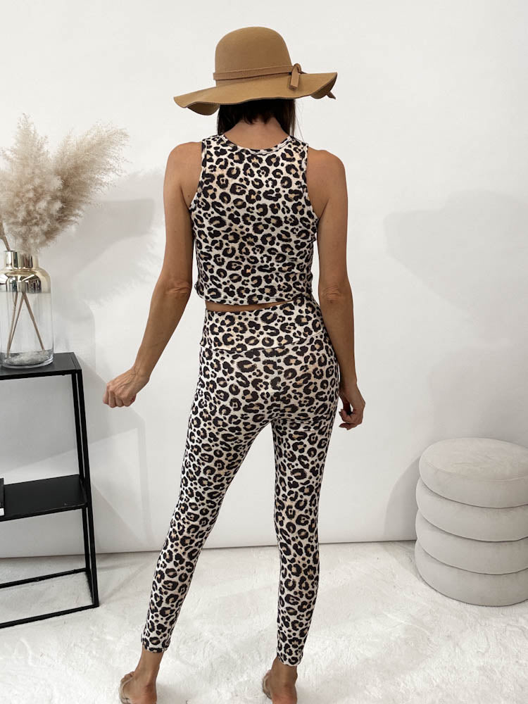 "Wild" weiche Legging - Leo/Beige