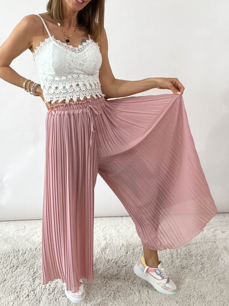 Plissee Culotte Hose - rosa