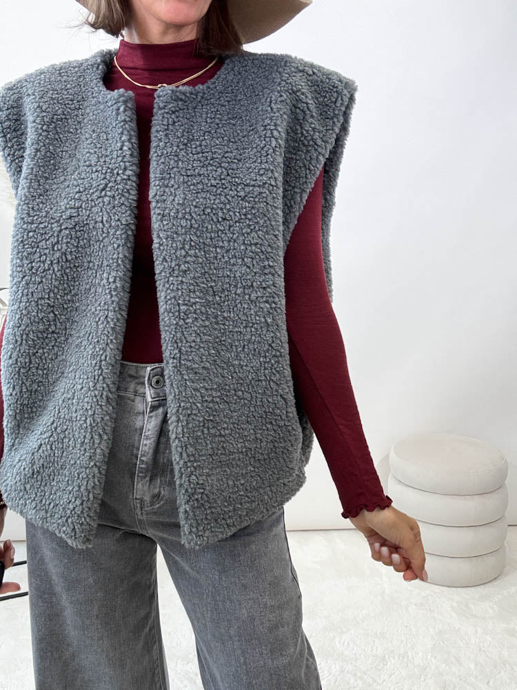 "Teddy Vest" süße Teddy Weste - grau