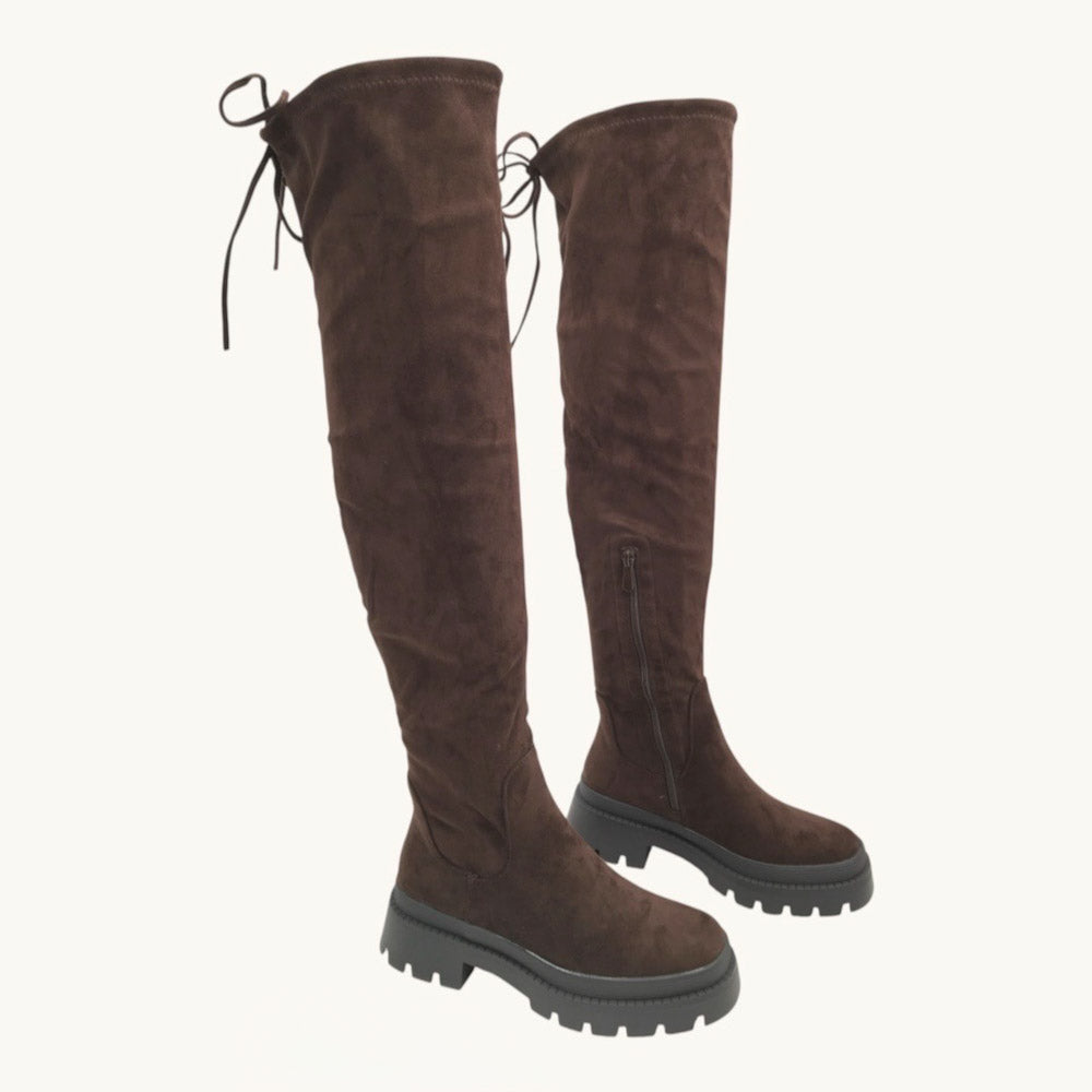 "Lace" Overknees Stiefel - braun
