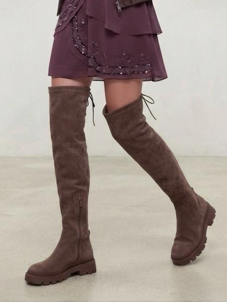 "Lace" Overknees Stiefel - braun
