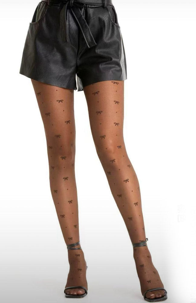 "Bow" Strumpfhose mit Schleifen 40 Den - braun
