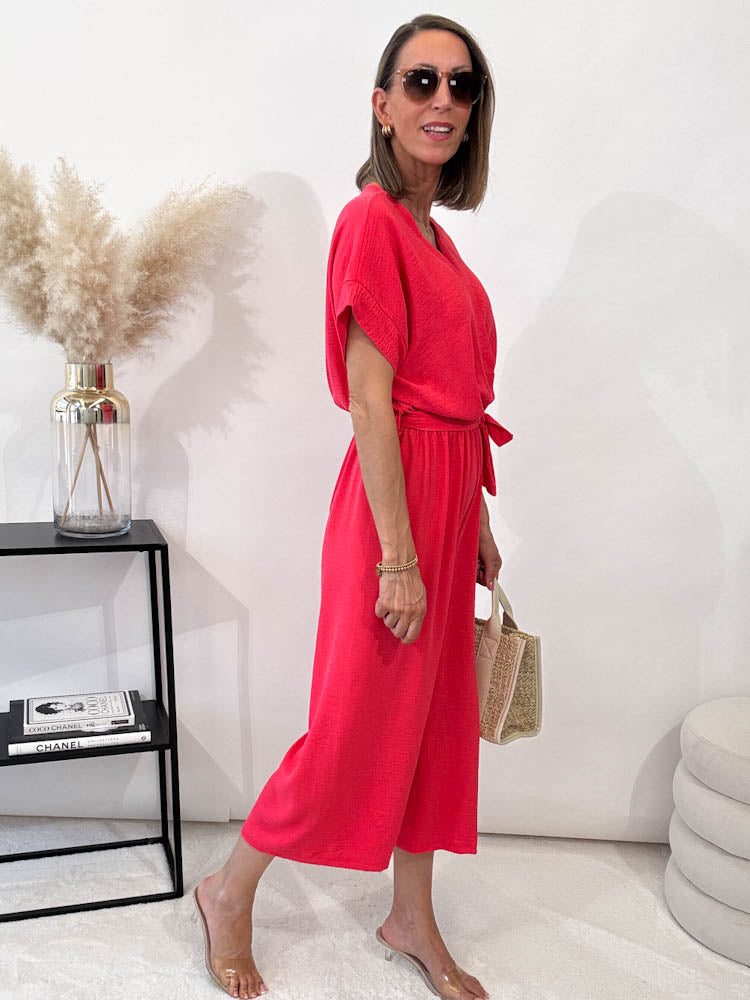 "Sunshine" Jumpsuit - coral