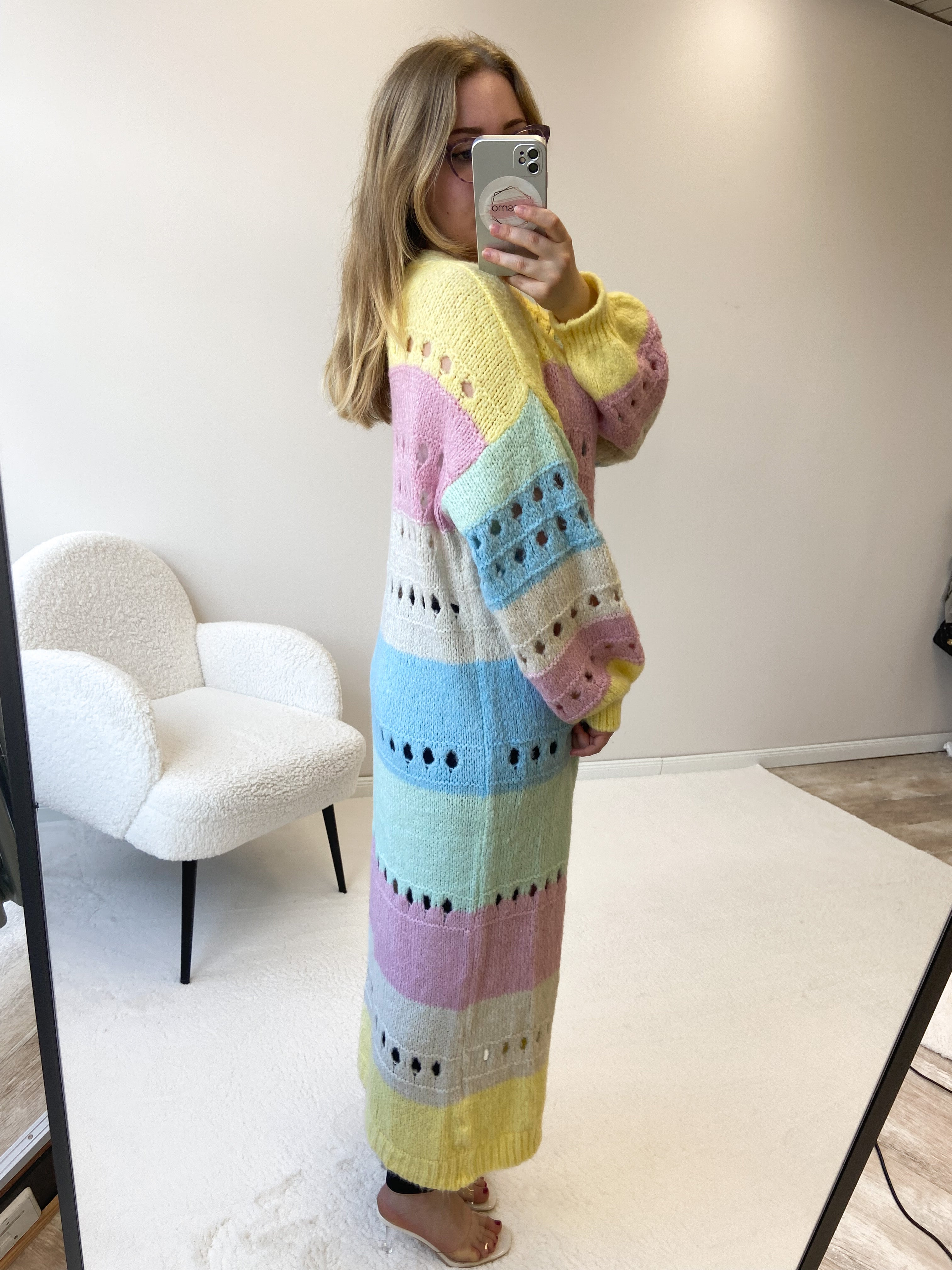 "Catania Maxi" langer, weicher Cardigan - pastelbunt