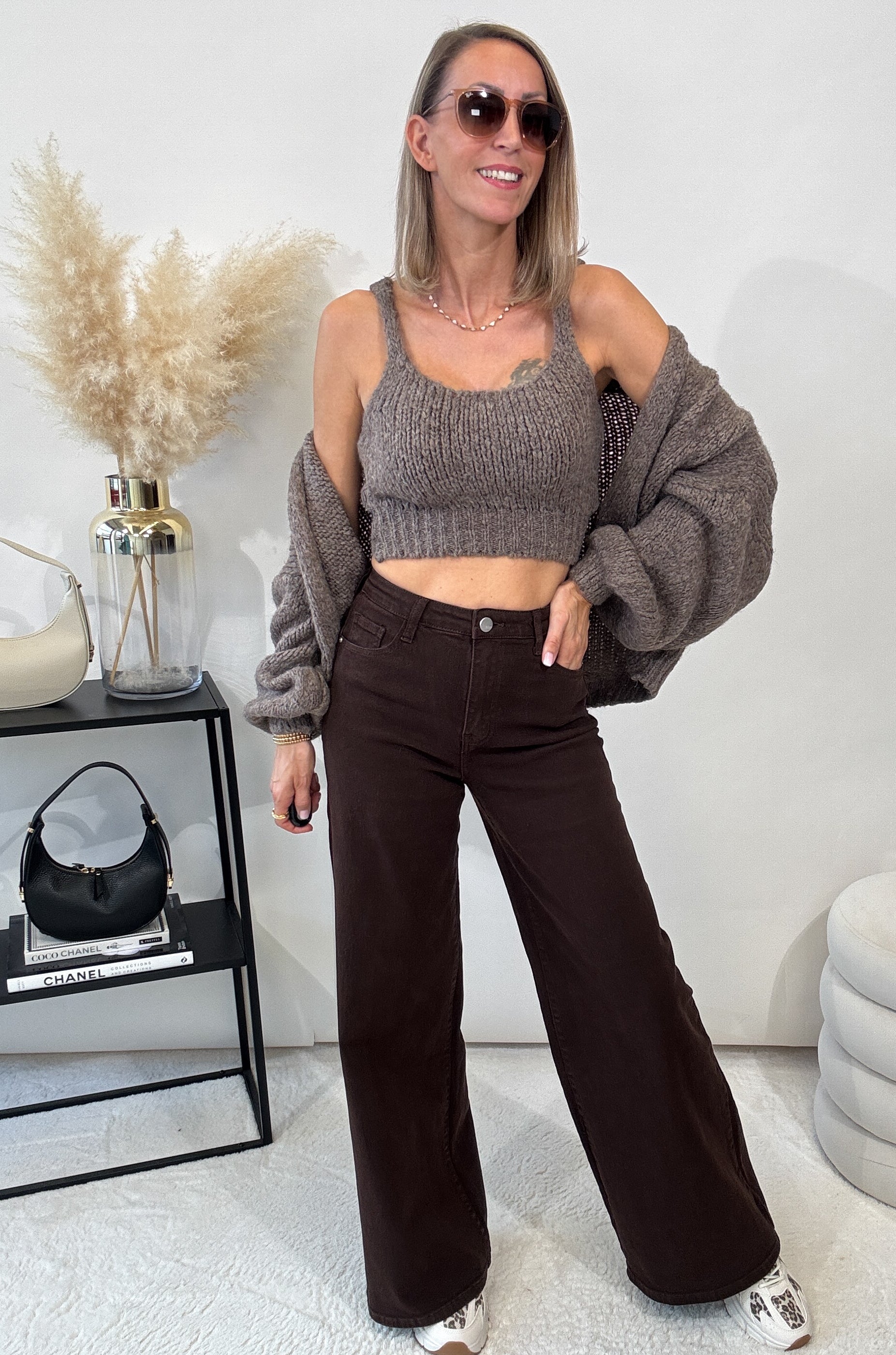 "Caramello 2.0" Wide Leg Jeans - chocobraun