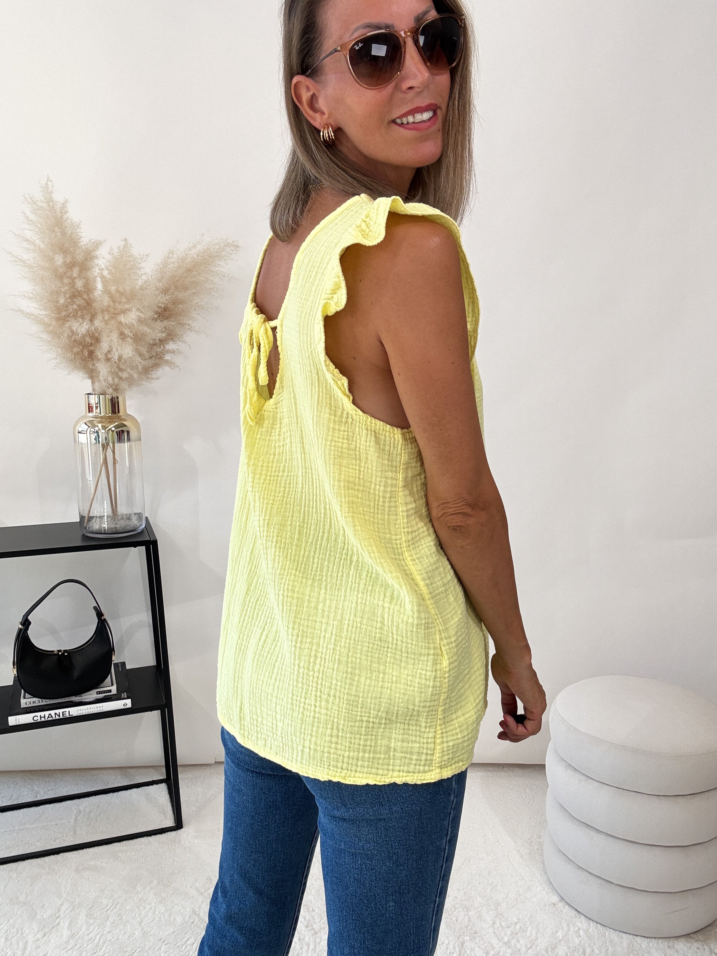"Sunny Waffle" Musselin Top aus Baumwolle - gelb
