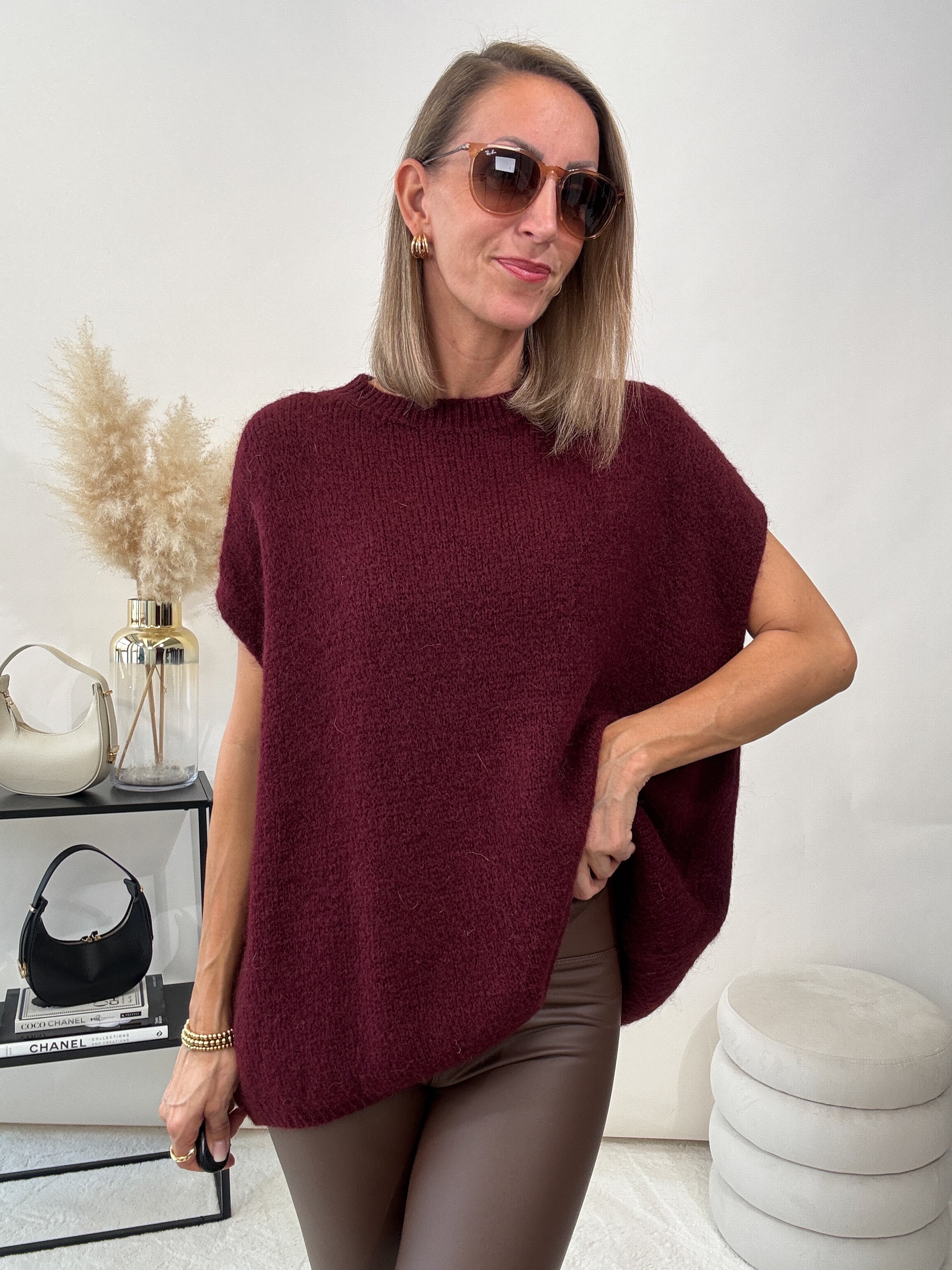 "New Florida Vest" kuscheliger Cardigan - bordeaux
