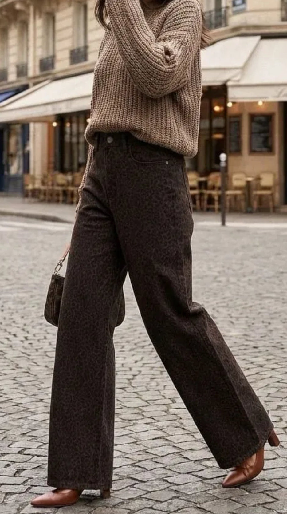 "Brownie Leo" Wide Leg Jeans - chocobraun