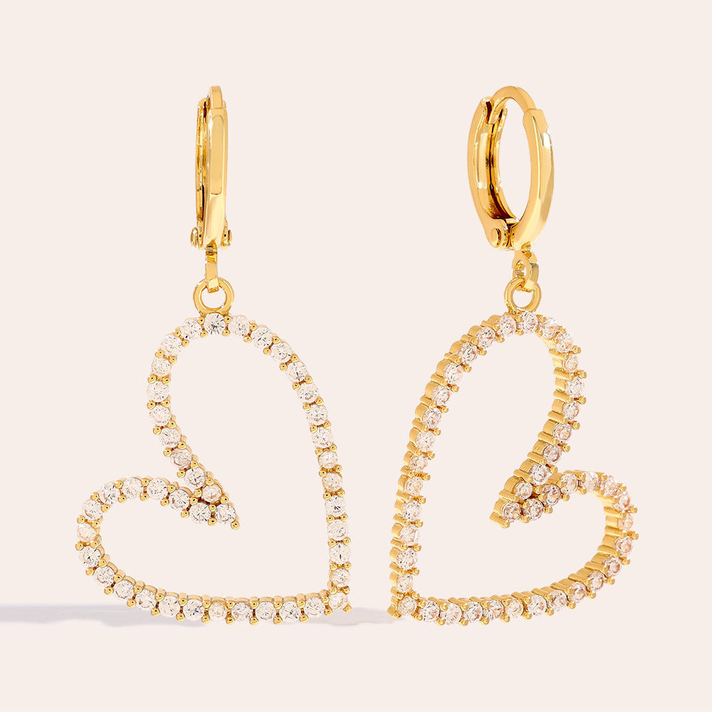 "Love Diamond Heart" funkelnde Ohrringe - gold