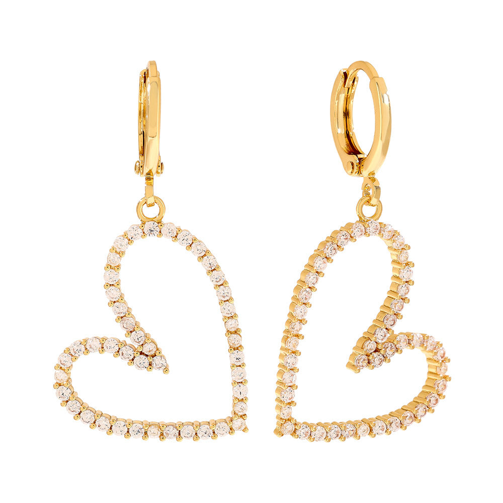 "Love Diamond Heart" funkelnde Ohrringe - gold