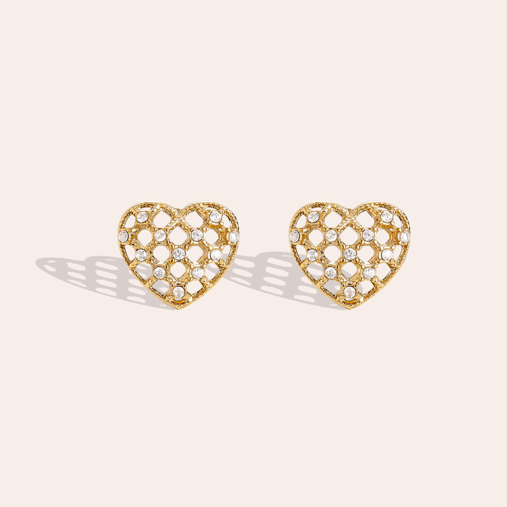 "Love Elegant Diamond Heart" funkelnde Ohrringe - gold