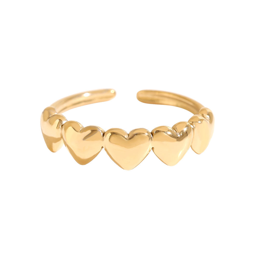 "Love Five Hearts" süßer Ring - gold