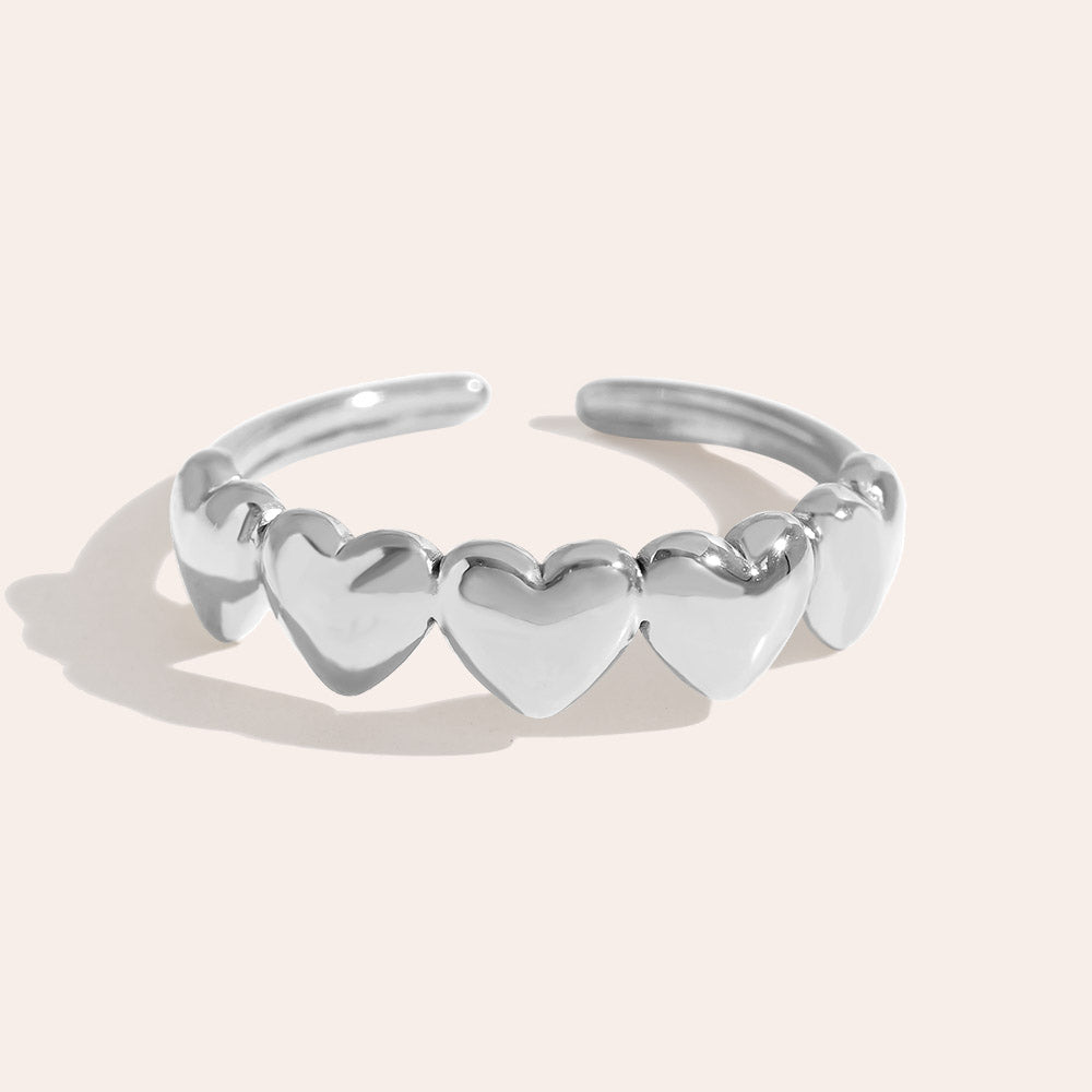 "Love Five Hearts" süßer Ring - silber