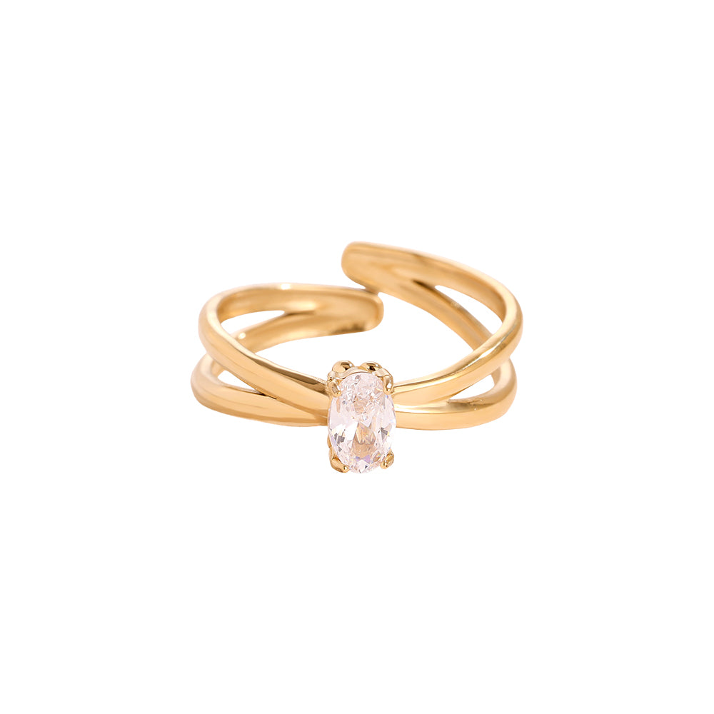 "Love Oval Diamond" stylischer Ring - gold