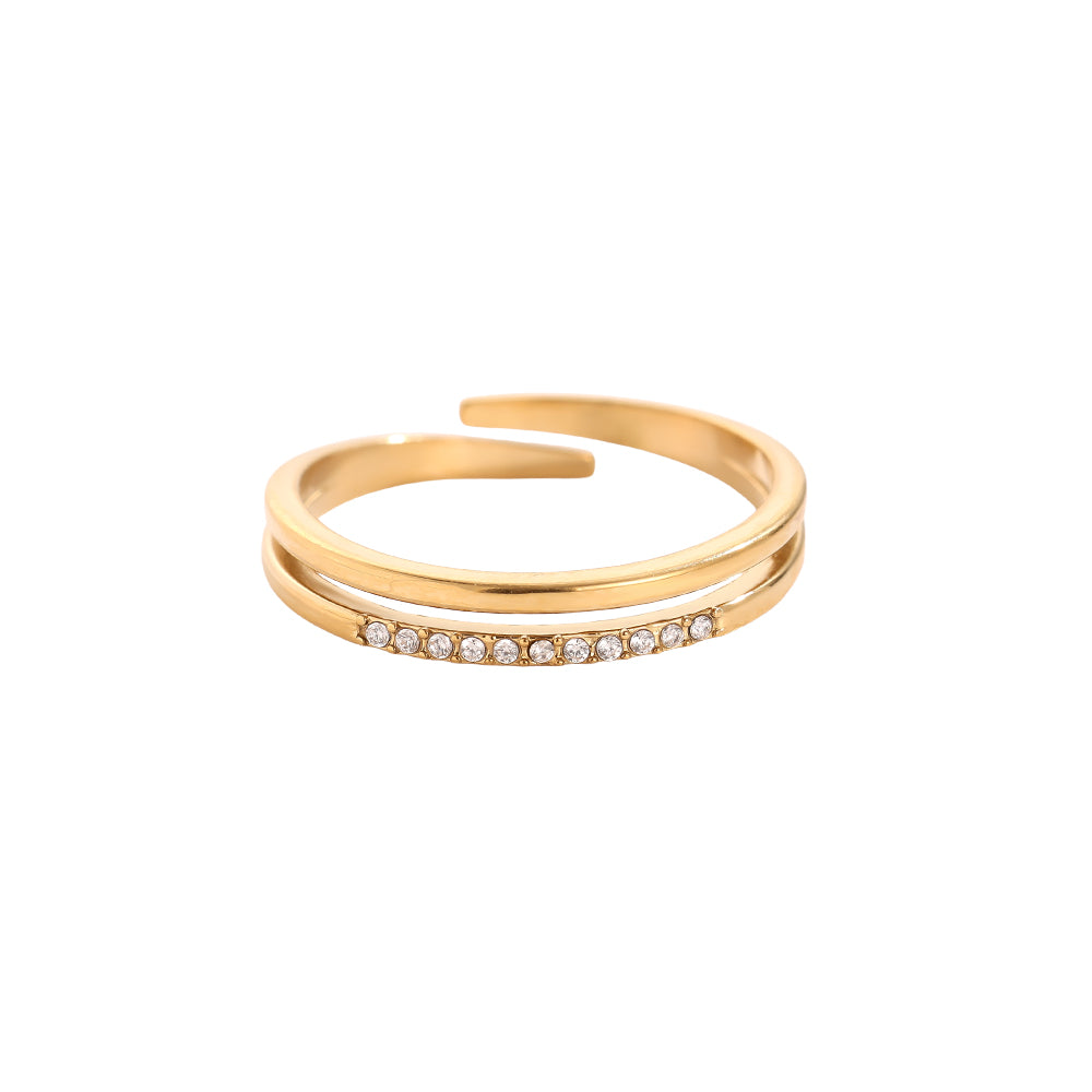 "Two Layer Simple Diamond" stylischer Ring - gold