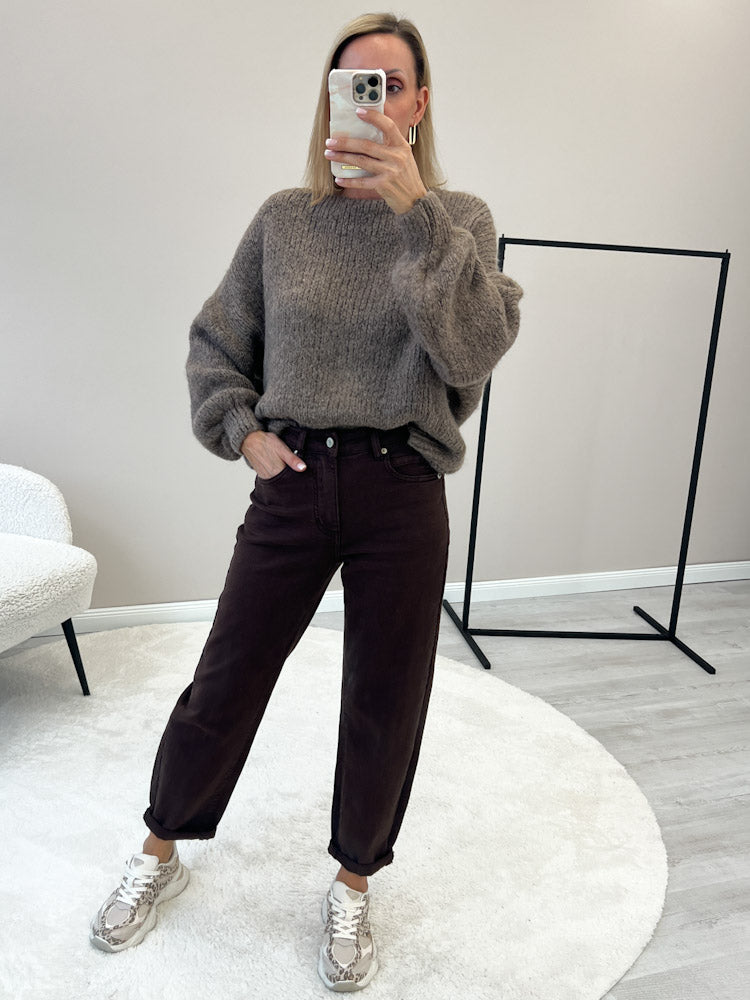 "Siena" Wende-Pullover mit Lana Wolle & Viskose - mocca