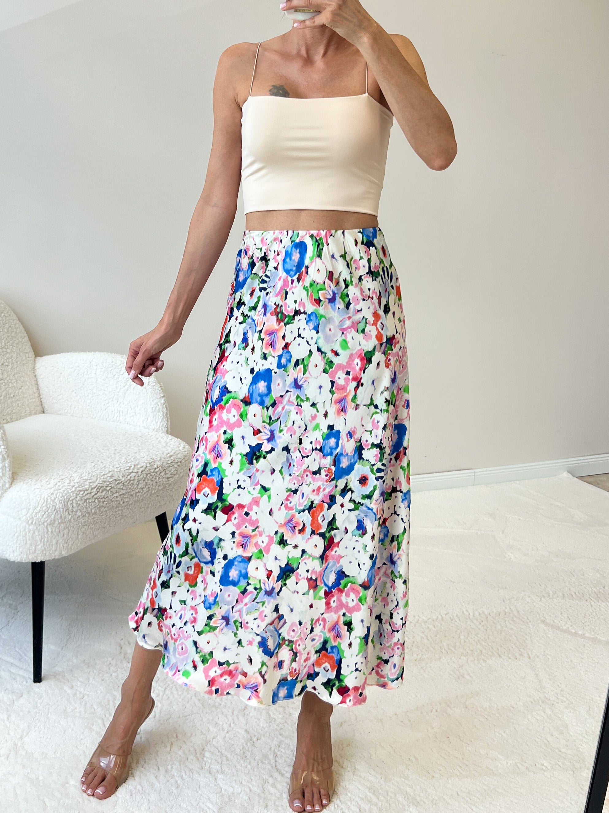 "Silky Flower Maxi" Rock aus Viskose - colorful