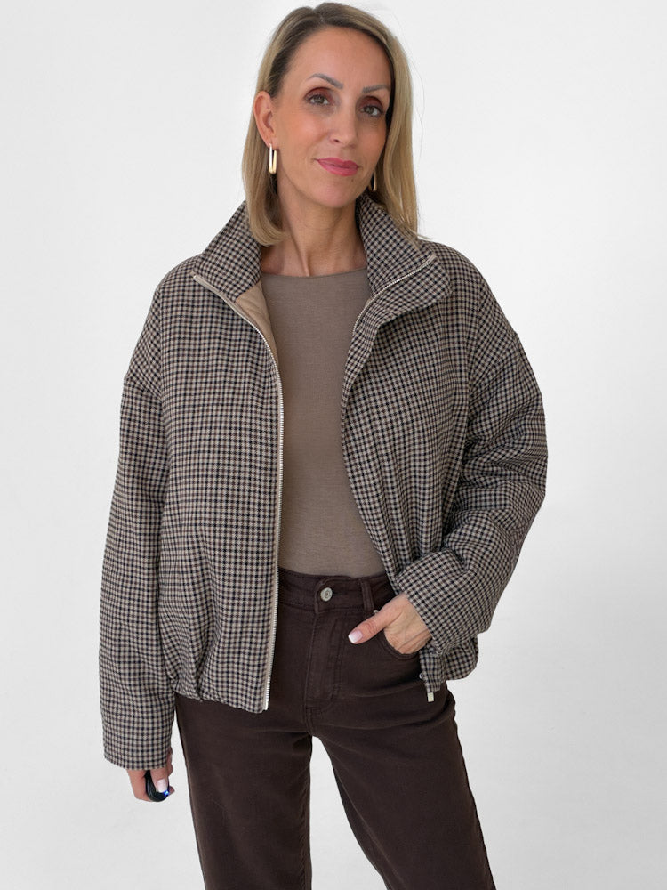 "Marena" Bomber-Style Jacke aus Baumwolle - braun