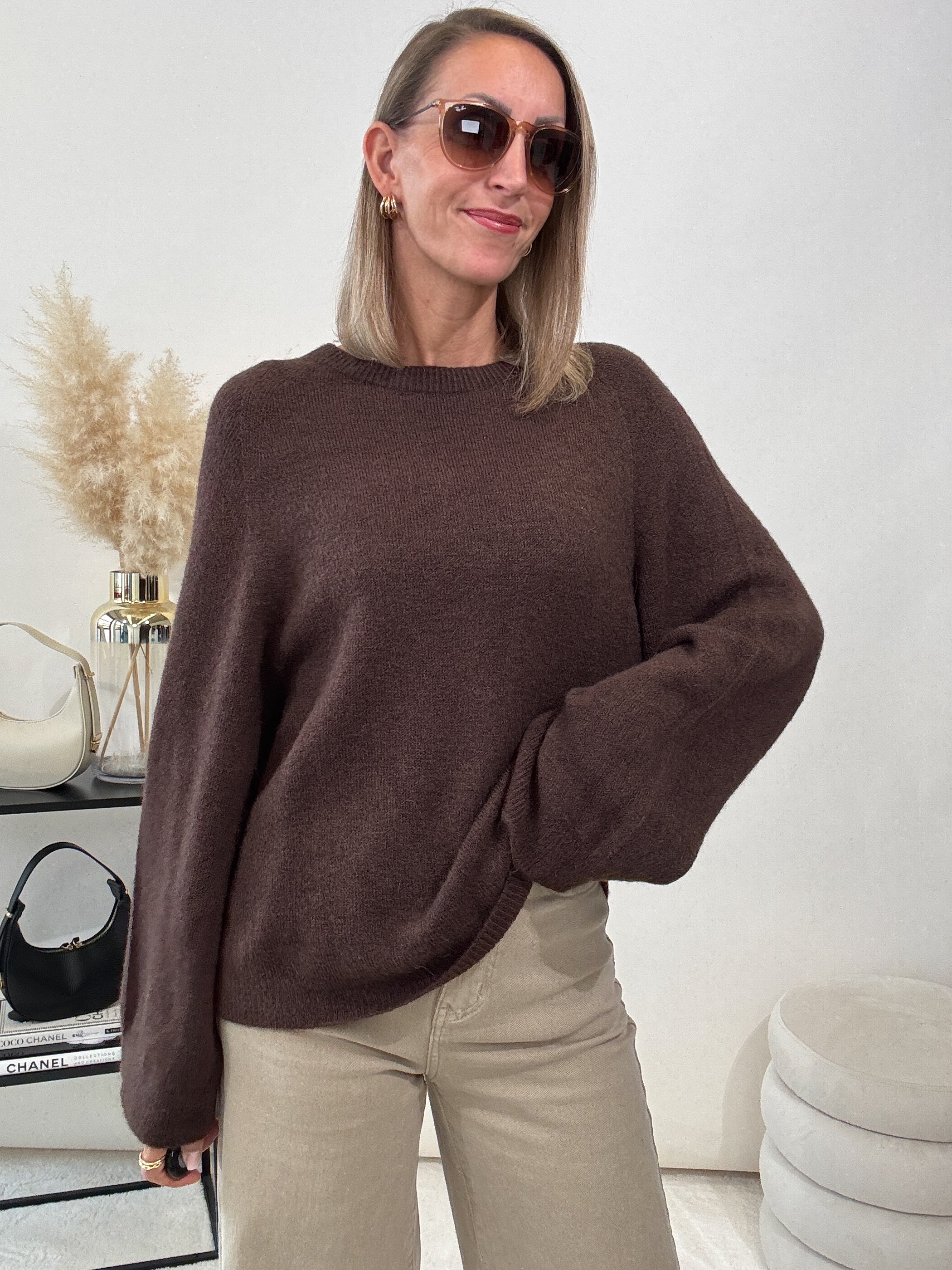 „Lana" kuscheliger Baby Alpaka Pullover - braun