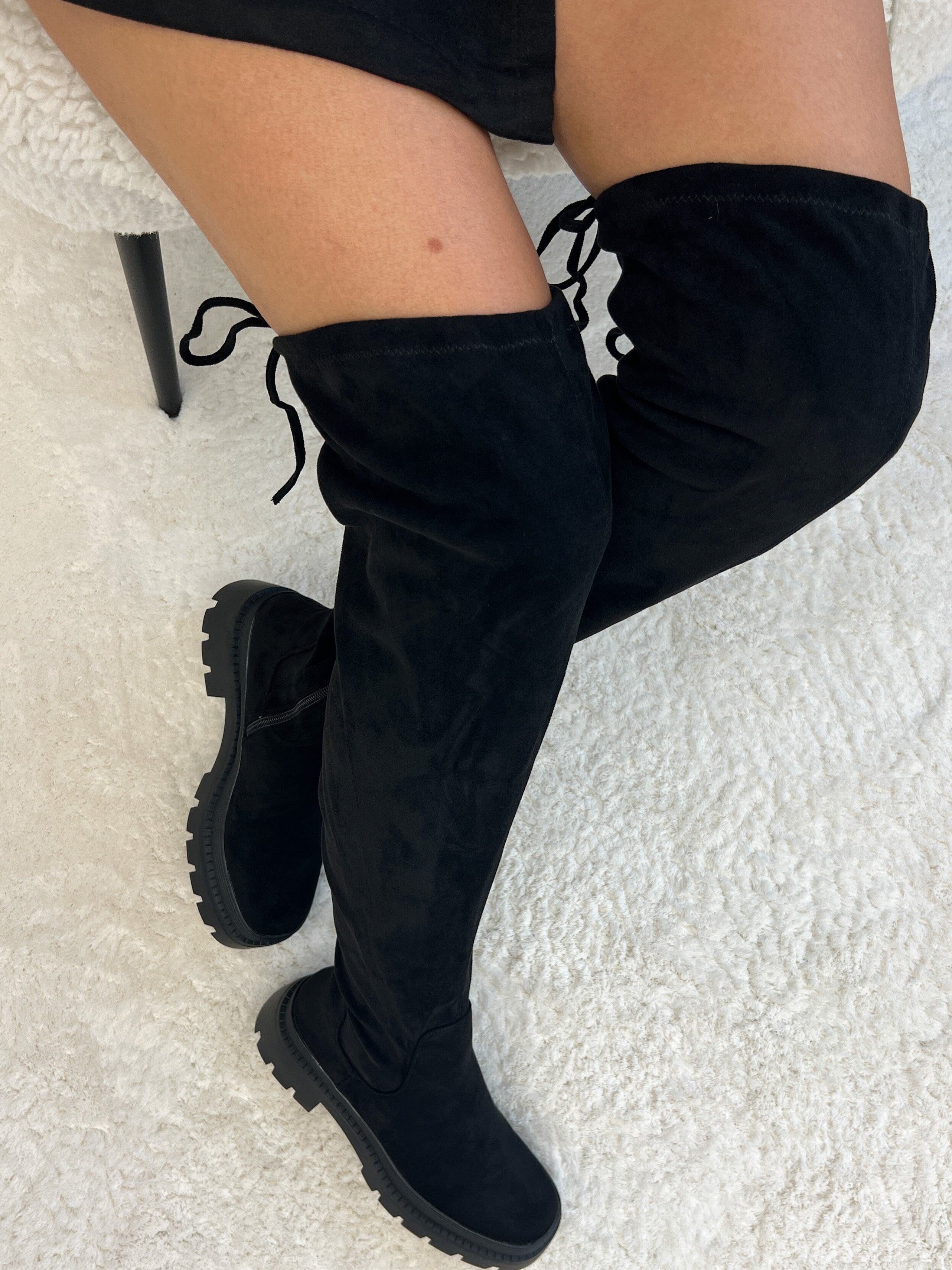 "Lace" Overknees Stiefel - schwarz