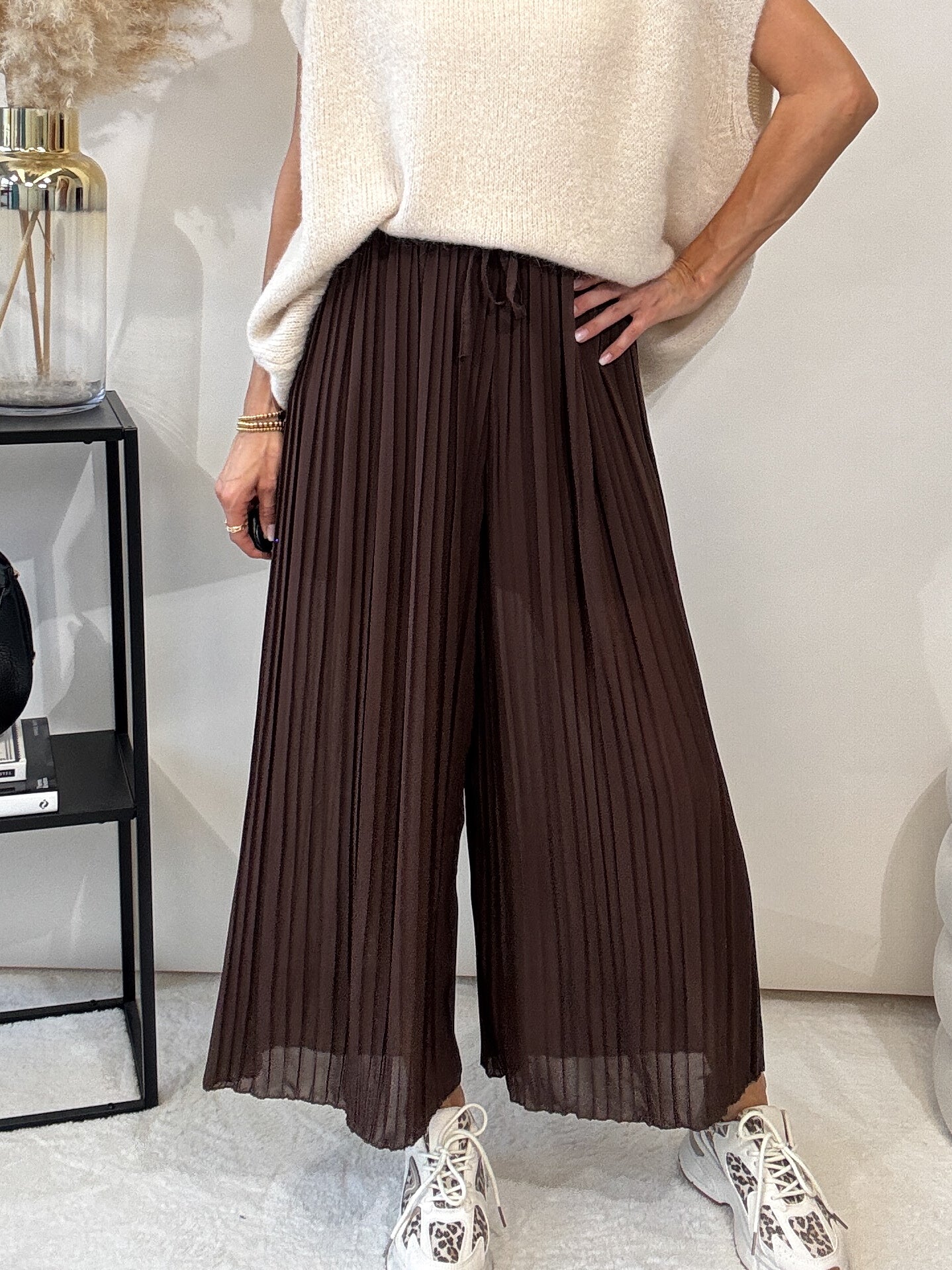 Culotte Plissee Hose - braun